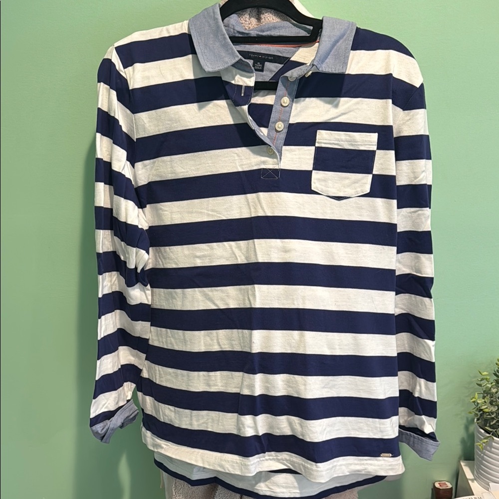 Striped Long Sleeve Polo Shirt
